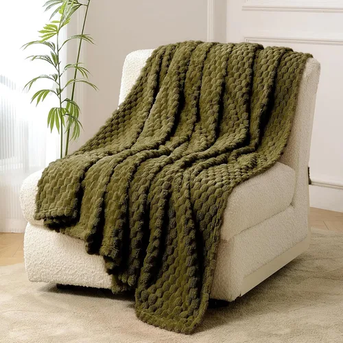 Miniatura 31 de FY FIBER HOUSE Manta de Vellón para Sofá 300GMS Súper Suave de Felpa Difusa Mantas y Cobijas para Sofá Cama Oficina, 40x50 Pulgadas, Beige
