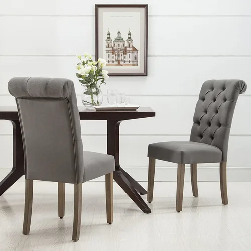 Miniatura 2 de AC Pacific Natalie - Sillas de comedor copetudas, contemporáneas tapizadas para el hogar, cocina, asiento Parson sin brazos con parte superior