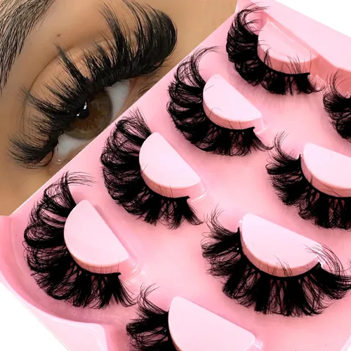 Miniatura 8 de 4/7 pares de pestañas postizas de pelo en 3D cruzadas, finas, suaves, extensiones de pestañas hechas a mano para maquillaje de ojos, MDR-5