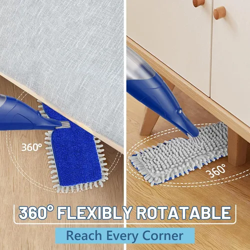 Miniatura 7 de Papclean Trapeadores en aerosol para limpieza de suelos: fregona de polvo de doble cara para pisos de baldosas de madera dura con almohadillas