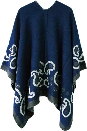Miniatura 220 de Urban CoCo Poncho de colores para mujer, chal con frente abierto, color en bloques