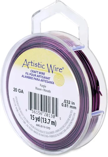 Miniatura 191 de Artistic Wire, alambre para manualidades de calibre 22 bañado en plata, resistente a las manchas, color cobre, blanco, 9,1 m