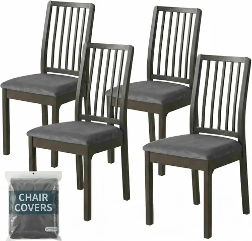 Miniatura 14 de Deisy Dee Fundas de asiento de terciopelo para sillas de comedor, juego de fundas para sillas de comedor (4, azul bebé)