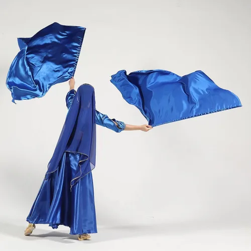 Miniatura 8 de Set de Banderas de Adoración MUNAFIE (2 Banderas + 2 Varillas Telescópicas + 1 Bolsa de Almacenamiento), banderas de adoración para danza en la Azul