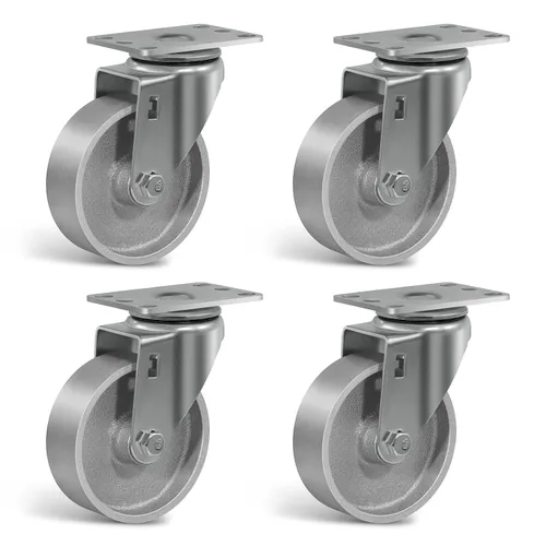 Miniatura 57 de Ruedas industriales resistentes de 3 x 1.25 pulgadas, capacidad de 350 libras, ruedas de hierro fundido y marco de acero para carros, carritos
