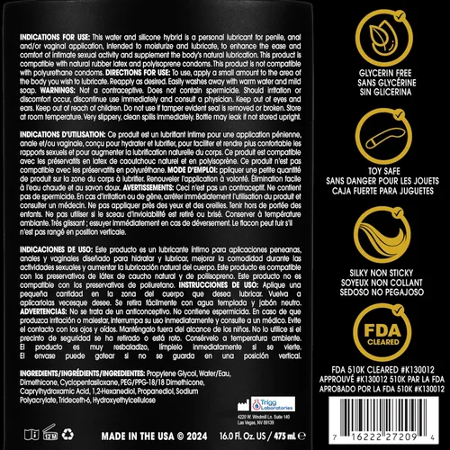 Miniatura 2 de Wet Gold – Lubricante híbrido a base de silicona y agua Rendimiento de larga duración, fórmula premium Hecho sin glicerina ni parabenos