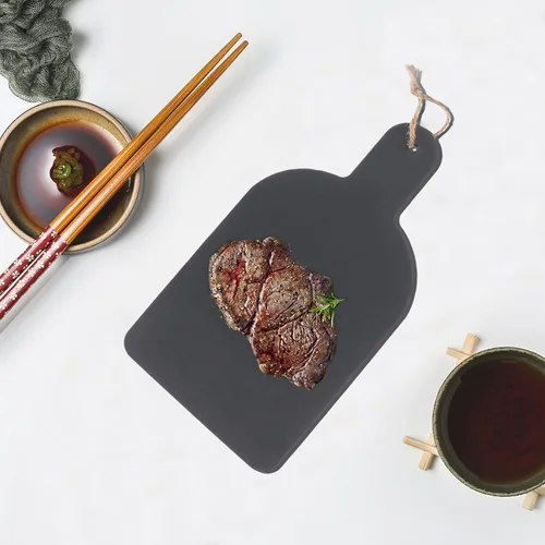 Miniatura 3 de Luxshiny Tabla de queso de pizarra, platos de piedra para charcutería, plato de queso, tabla para servir sushi, sashimi, plato de carne con asa