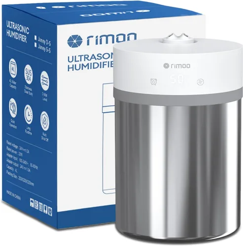 Humidificador de acero inoxidable, humidificador ultrasónico de niebla fría de 4 litros con solo 3 piezas, fácil de limpiar, humidificador de
