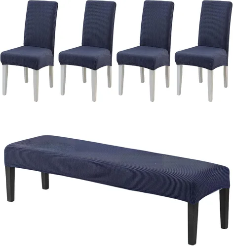 Miniatura 34 de CRFATOP 4 Piezas de Fundas Elásticas para Silla de Comedor con Funda para Banco Fundas Impresas para Silla de Comedor Fundas para Cojín de Asiento
