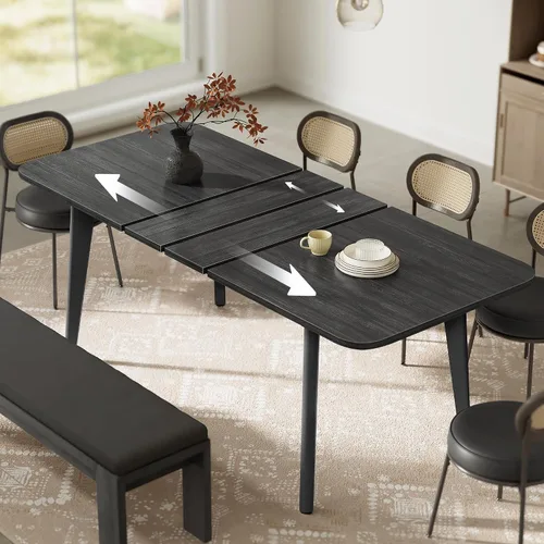 Miniatura 7 de VASAGLE Colección MAEZO - Mesa de comedor extensible para 4/6/8, mesa de cocina con patas cónicas, transiciones curvas, para comedor, cocina