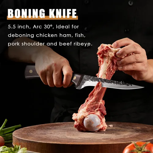 Miniatura 6 de Juego de cuchillos de chef, 3 piezas, cuchillos de cocina profesionales, juegos de cuchillos de carnicero afilados, cuchillo de filete de acero