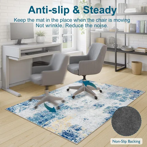 Miniatura 4 de Anidaroel Tapete para silla de oficina para suelo de madera dura y azulejos, 48 x 60 pulgadas, alfombra de escritorio abstracta para silla rodante