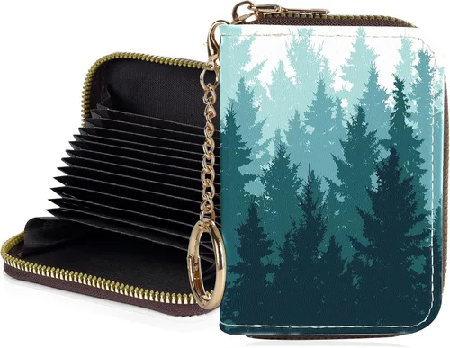 Miniatura 25 de Tarjetero de crédito para mujer, pequeña cartera RFID con cierre de llavero, bonita cartera de piel sintética, Huellas de patas en blanco y negro