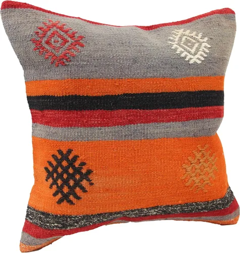 Accent Kilim Pillow Cover 18x18 inch Oriental Vintage Bohemian Crochet Anatolian Turkish Ottoman Country Home Design Decorative Chevron Modern