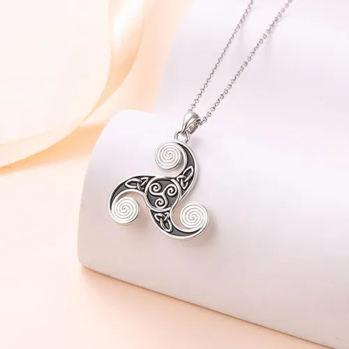 Miniatura 4 de Collar celta de plata de ley con nudo celta irlandés, nudo de amor, nudo triquetra, collar de Claddagh para mujer