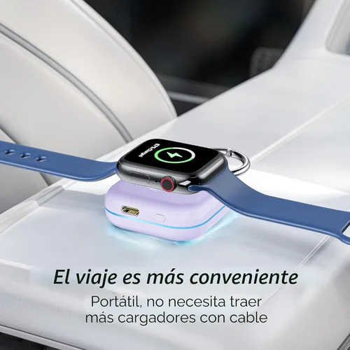 Miniatura 6 de Cargador de viaje portátil para Apple Watch Series 8, cargador inalámbrico para iWatch de 1200 mAh con cable de carga, llavero de bolso, cargadores