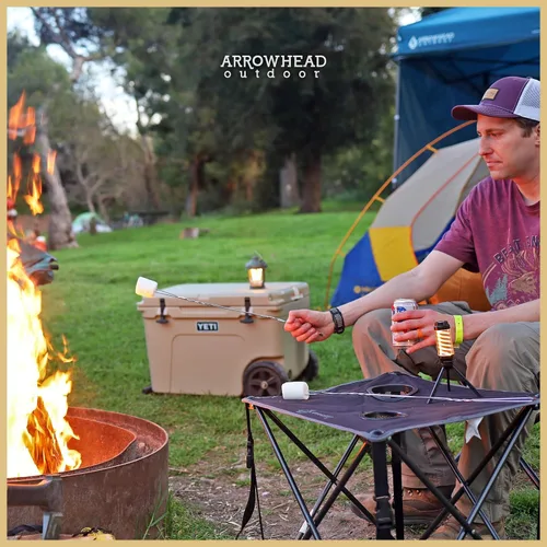 Miniatura 2 de ARROWHEAD OUTDOOR Mesa plegable portátil de 26 pulgadas (26.0 in), 2 portavasos, cuadrado, funda de transporte, marco de acero, lona 600D de alto