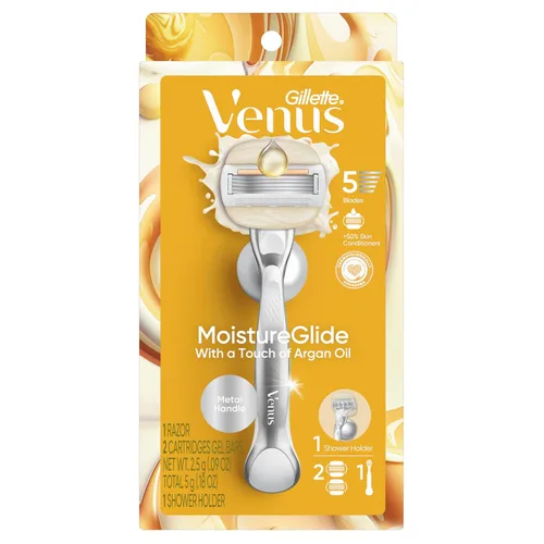 Miniatura 10 de Venus Moistureglide - Maquinilla de afeitar para mujer, mango reutilizable, 2 recambios de cuchillas de afeitar y soporte de ducha