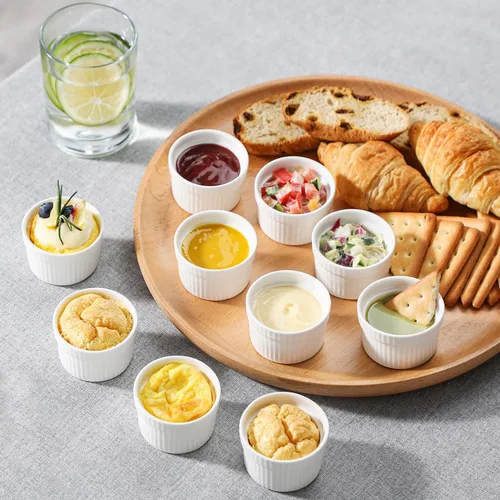 Miniatura 6 de MALACASA RAMEKIN.DISH - Juego de 24 mini ramekins de 2 onzas, Ramiken, moldes de cerámica para crema brulee, tazas de natillas blancas, cuencos