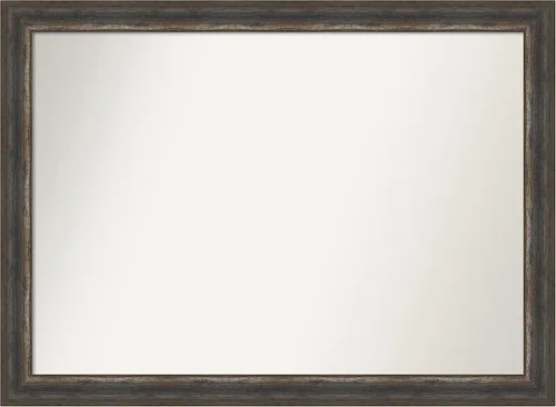 Miniatura 409 de Amanti Art Espejo de baño marrón para sobre el fregadero, 25 x 25 pulgadas, hecho a medida, espejo de tocador cuadrado marrón medio, marco de madera
