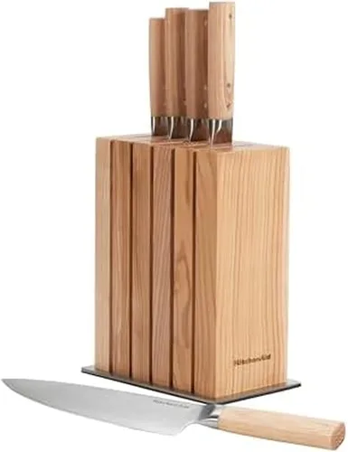 Miniatura 11 de KitchenAid Cuchillo de pelar forjado de 3.5 pulgadas de alta calidad, hoja de acero de damasco AUS-10, mango de madera de Pakka con triple remache