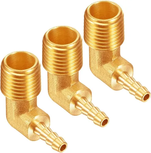 Miniatura 12 de Uenede 3 unids latón 1/2 "NPT macho a 5/8" Barb 90 grados codo rosca manguera manguera accesorios de púas para agua/aceite/gas