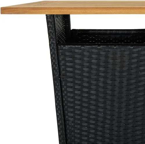 Miniatura 3 de vidaXL Moderna mesa de bar para patio al aire libre, clima, ratán de polietileno y madera de acacia maciza duradera, diseño cuadrado, color negro