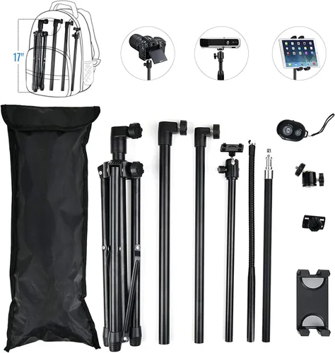 Miniatura 6 de Trípode para tableta para iPad Pro soporte de piso trípode para Surface Pro Samsung Tab S9+ soporte con control remoto giratorio de 360° ajustable
