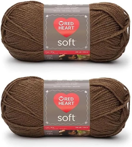 Red Heart Soft Toast - Ovillo de estambre para tostadas suaves (paquete de 2) de 4.97 oz/5 onzas, acrílico, 4 medianos (peinado), 256 yardas,