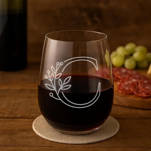 On The Rox Drinks Regalos con monograma para mujeres y hombres – Letra A-Z inicial grabada monograma sin tallo, copa de vino – Regalos de vino