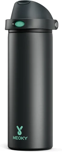 Miniatura 59 de Botella de agua aislada de 40 onzas con popote, botella de agua de metal de acero inoxidable con tapa 2 en 1, a prueba de fugas, fría durante 24