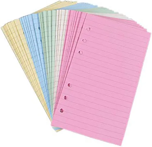 A6 - Recambios coloridos de papel de hojas sueltas de 6 agujeros, 50 hojas, accesorios para planificadores, diarios, cuadernos, organizadores,