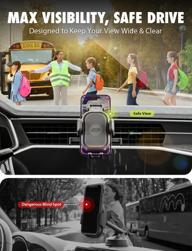 Miniatura 6 de Bracketron OneClick - Soporte para teléfono y cargador de automóvil de perfil bajo, soporte universal para automóvil, diseño inteligente de rotación
