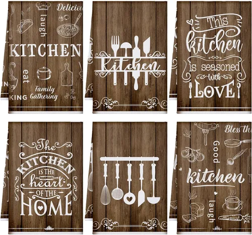 Miniatura 16 de Bencailor Juego de 6 Paños de Cocina de Plátanos Negros y Blancos Decorativos Toallas de Mano para Platos Absorbentes de Secado Rápido Toallas de Té