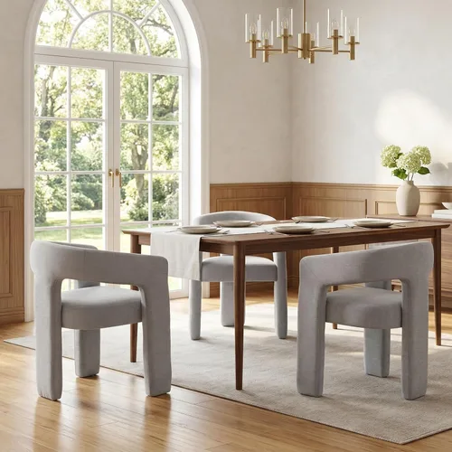 Miniatura 12 de HNY Silla moderna de cocina y comedor de estilo barril, silla de acento tapizada en cuero sintético PU con brazo, silla de lado de 47 cm de ancho