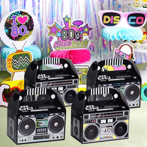 Miniatura 6 de 12 cajas de recuerdo de los años 80 y 90 novedades Boombox Prop Radio, decoración de centros de mesa para decoración retro de los años 80, recuerdos