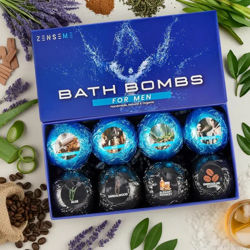 Miniatura 10 de Bombas de baño para hombres, juego de 18 bombas de baño naturales perfumadas fuertes hechas a mano de 2.5 onzas con aromas de aceites esenciales