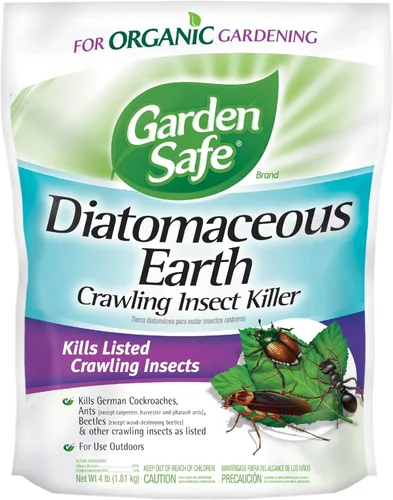 Garden Safe Asesino de insectos rastreros de marca que contiene tierra de diatomeas, 4 libras, mata cucarachas, hormigas y otros insectos