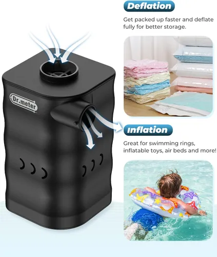 Miniatura 4 de Dr.meter Bomba de aire portátil para inflables, bomba de colchón de aire recargable de 6000 mAh, inflador de aire eléctrico de llenado rápido