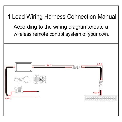Miniatura 5 de Arnés de cableado de control remoto de barra de luz LED, kit de arnés de cableado de control remoto inalámbrico Jihe para barra de luz LED, luz