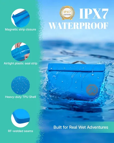 Miniatura 3 de niphean IPX7 Riñonera impermeable con cierre magnético de una mano, bolsa seca duradera impermeable para kayak, tabla de remo, accesorios esenciales