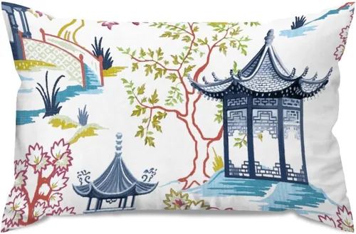 Miniatura 76 de ArogGeld Fundas de Almohada Euro Sham Florales Verde y Blanco Gris Estilo Chinoiserie Funda de Almohada Asiática Funda de Cojín Decorativo 18x18