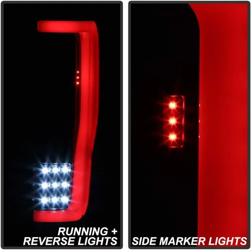 Miniatura 7 de ACANII - Para Black Smoke 2017-2019 Ford F250 F350 Full LED Light Tube Tail LIghts Lámparas de freno