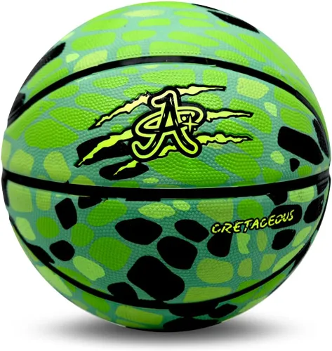Miniatura 4 de Balón de baloncesto oficial A Plus, hombres/mujeres/jóvenes/niños pequeños. Tema de dinasaur de goma de rebote alto. Mini, talla 5, talla 6 y talla 7