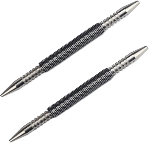 Juego de 2 piezas de perforador de clavos de doble cabezal con resorte, juego de clavos de resorte, punzón de uñas sin martillo, kit de herramientas