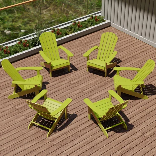 Miniatura 62 de YEFU Silla Adirondack de plástico resistente a la intemperie, sillas de patio con instalación fácil en 5 pasos, se ve exactamente como madera real
