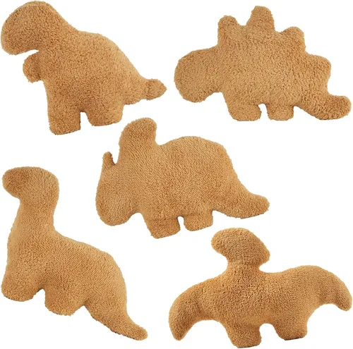 Miniatura 12 de Almohada de Nugget de pollo en forma de dinosaurio, 3 piezas de Nugget de pollo en forma de dinosaurio de peluche para niños, adultos y novias