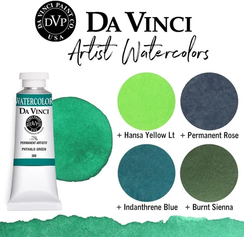 Miniatura 279 de DA VINCI PAINTS Pintura Acuarela Profesional para Artistas, Alizarin Crimson (Quinacridone), 37ml Índigo