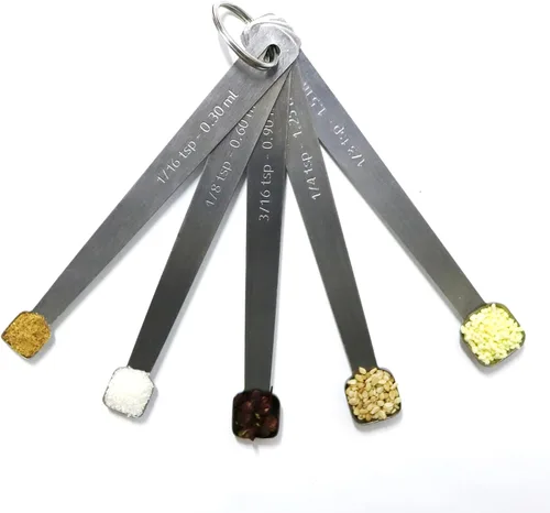 Juego de cucharas medidoras de tazón cuadrado pequeño, cucharadita pequeña de acero inoxidable para cocinar y hornear, adecuada para pequeñas