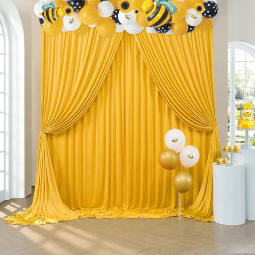 Miniatura 59 de Cortinas de telón de fondo blanco de 30 pies x 8 pies para fiestas de boda, 6 paneles de 5 pies x 8 pies, cortinas de fotografía de poliéster sin